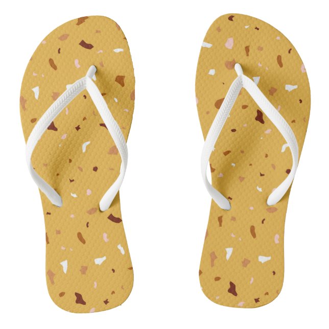 Yellow Terrazzo Pattern Thongs (Footbed)