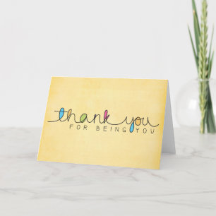 Yellow Thank You For Being You Card
