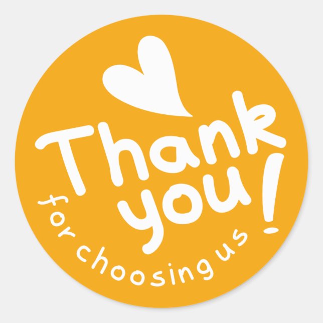 Yellow Thank You For Choosing Us Classic Round Sticker (Front)