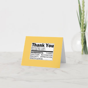 Yellow Thank You Ingredients Card