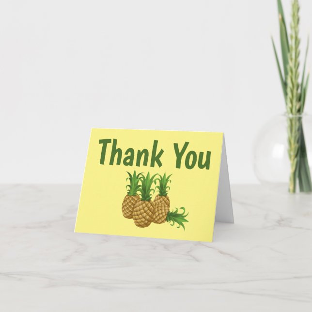 Yellow Thank You Notes Tropical Pineapple Design (Front)