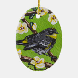 Yellow Throat Warbler ~ Spring Ceramic Tree Decoration