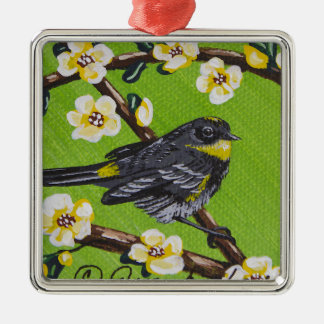 Yellow Throat Warbler ~ Spring Metal Tree Decoration