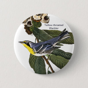 Yellow-throated Warbler, John James Audubon, Bird 6 Cm Round Badge