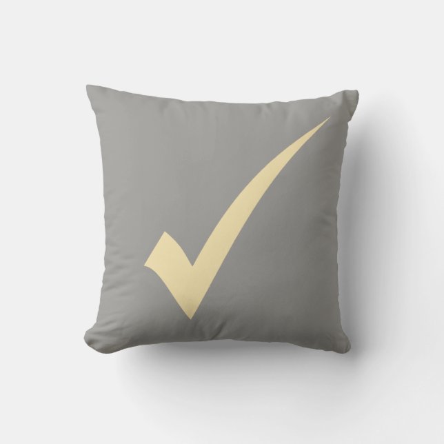 Yellow Tick Check Symbol Sign Mark Cushion (Front)