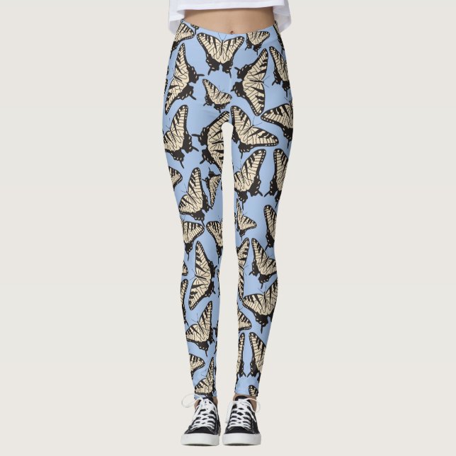 Yellow Tiger Swallowtail Butterflies Pattern Leggings (Front)