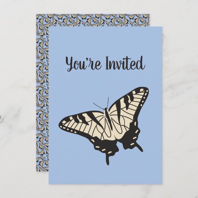 Yellow Tiger Swallowtail Butterfly Illustration Invitation (Front/Back)