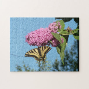 Yellow Tiger Swallowtail on Pink Butterfly Bush Fl Jigsaw Puzzle