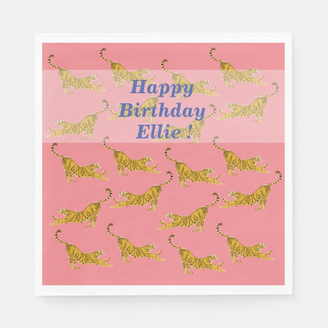 Yellow Tigers Art  Napkins (Front)