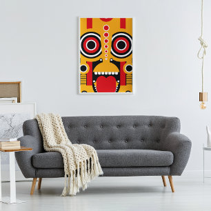 Yellow Tiki Tribal Canvas Print