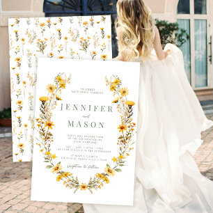 Yellow tiny flowers wildflowers wedding Invitation