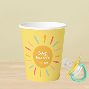 Yellow Tiny miracle coming soon, Baby Shower Paper Cups