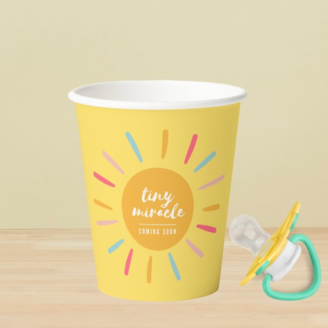 Yellow Tiny miracle coming soon, Baby Shower Paper Cups (Creator Uploaded)