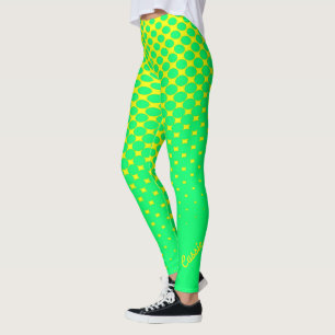Yellow to Green Gradient Pattern Leggings