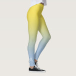 Yellow to Light Blue Gradient Elegant Monogram Leggings<br><div class="desc">Stylish yellow to light blue gradient features an elegant custom monogram in a white decorative font at the bottom of the right leg. Personalise it with your initial in the sidebar. Add a bright, modern accent to your wardrobe. To see the minimal ombré design on other items, click the "Rocklawn...</div>