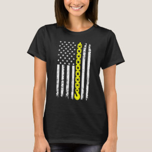 Yellow Tow Hook Chain Flag America USA Tow Truck D T-Shirt