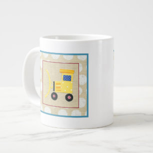 Yellow Toy Bulldozer Truck by Chariklia Zarris Large Coffee Mug