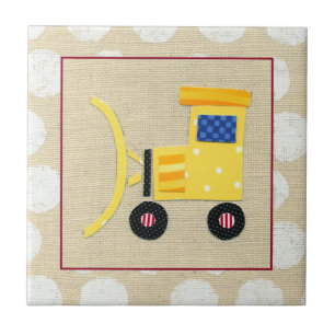 Yellow Toy Bulldozer Truck by Chariklia Zarris Tile