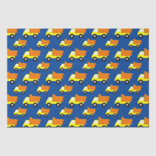Yellow Toy Construction Truck On Blue Tissue Paper