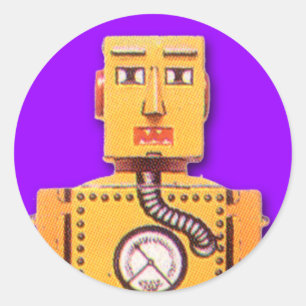 Yellow Toy Robot Stickers (Sheet of 20)