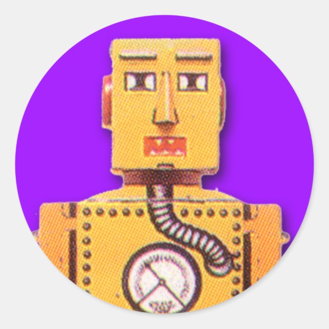 Yellow Toy Robot Stickers (Sheet of 20) (Front)