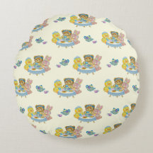 Yellow Toy Tea Party Throw Pillow
