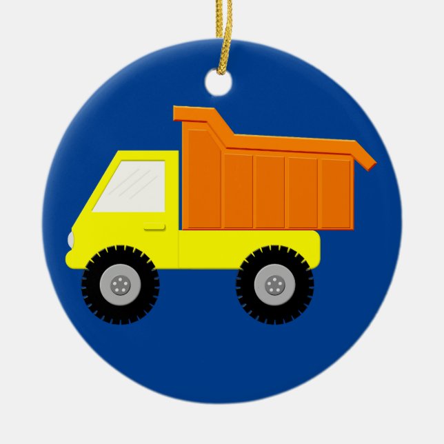 Yellow Toy Truck  Ceramic Ornament (Front)