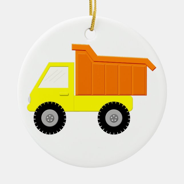 Yellow Toy Truck  Ceramic Ornament (Front)