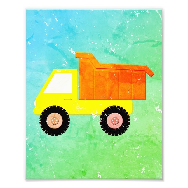 Yellow Toy Truck Distressed Photo Print (Front)