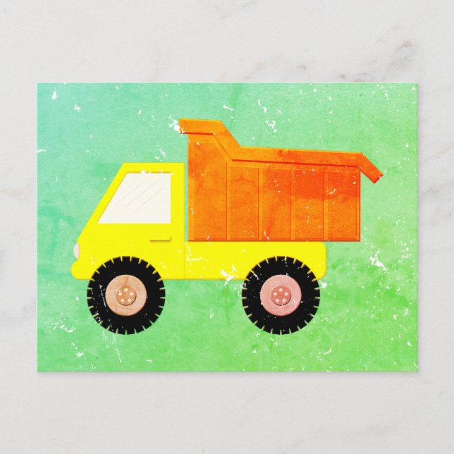Yellow Toy Truck Distressed Postcard (Front)