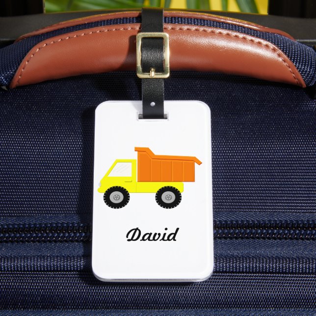 Yellow Toy Truck Luggage Tag (Front Insitu 2)