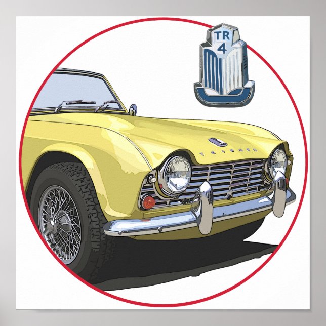 Yellow TR4 Poster (Front)