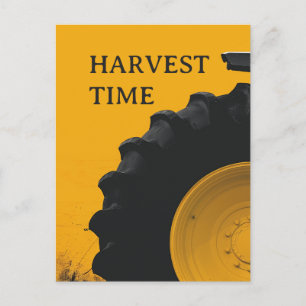 Yellow Tractor Tire Postcard