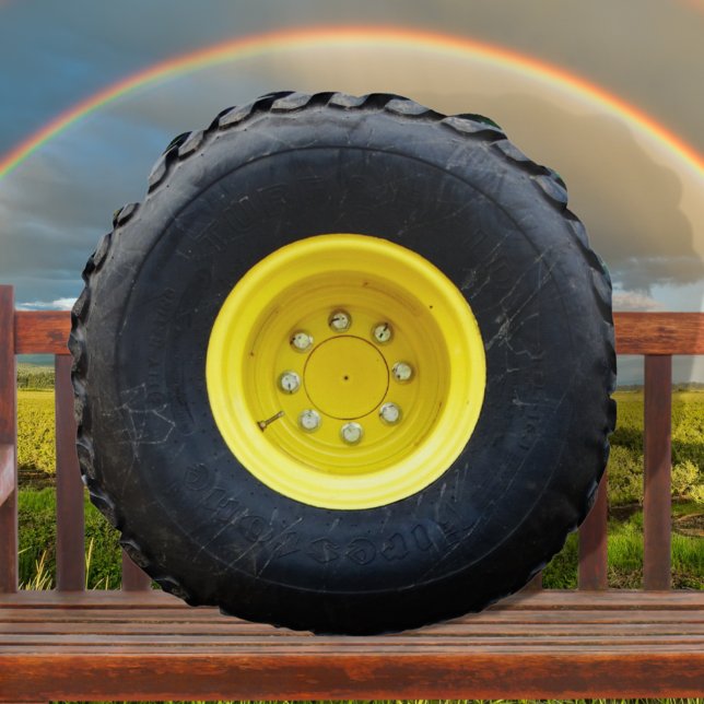 yellow  tractor wheel tire round cushion (Creator Uploaded)