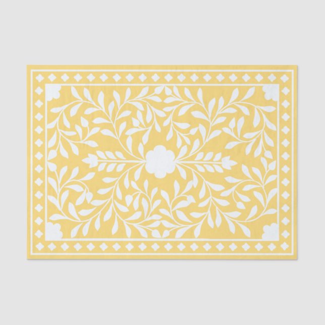 Yellow Traditional Bone Inlay Decoupage Paper (Front)