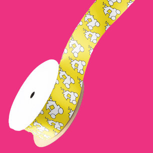 Yellow Train Birthday Party Satin Ribbon