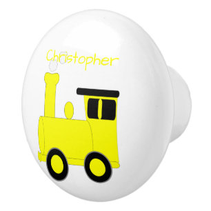 Yellow Train Design Personalised Ceramic Knob