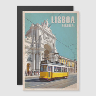 Yellow Tram, Augusta Street Arch. Lisbon, Portugal Magnetic Invitation