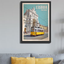 Yellow Tram, Augusta Street Arch. Lisbon, Portugal
