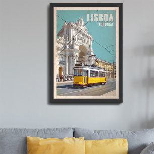 Yellow Tram, Augusta Street Arch. Lisbon, Portugal Photo Print