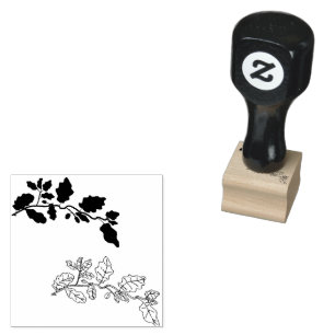 yellow tree leaves rubber stamp