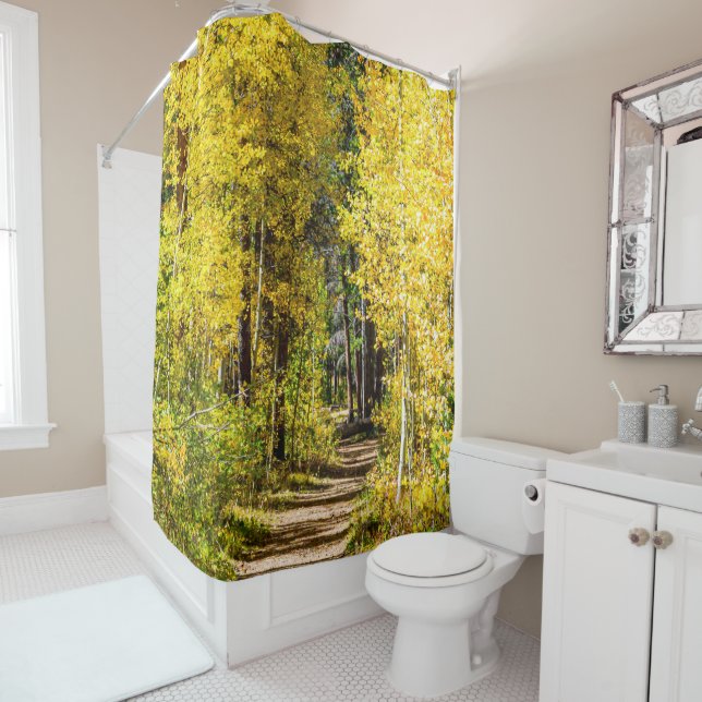 Yellow Tree Road // Hiking in Autumn Shower Curtain (In Situ)