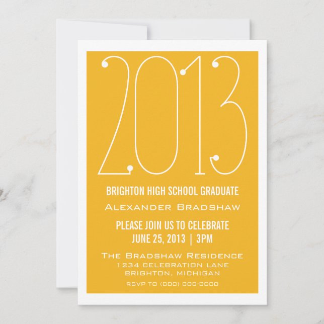 Yellow Trendy 2013 Graduation Invitation (Front)