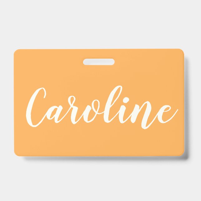 Yellow Trendy Modern Calligraphy Personalised Name ID Badge (Front)