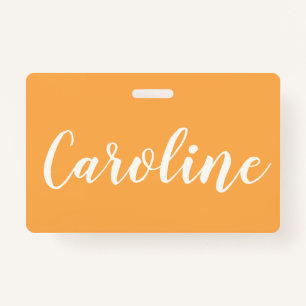 Yellow Trendy Modern Calligraphy Personalised Name ID Badge