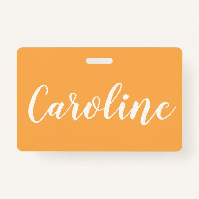 Yellow Trendy Modern Calligraphy Personalised Name ID Badge (Front)