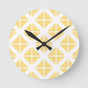 Yellow Trendy Triangle Pattern Round Clock