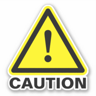Yellow triangle caution sign vinyl stickers