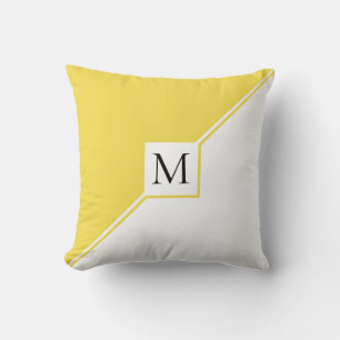 Yellow triangles and monogram modern cushion