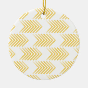 Yellow Tribal Arrow Pattern Ceramic Ornament